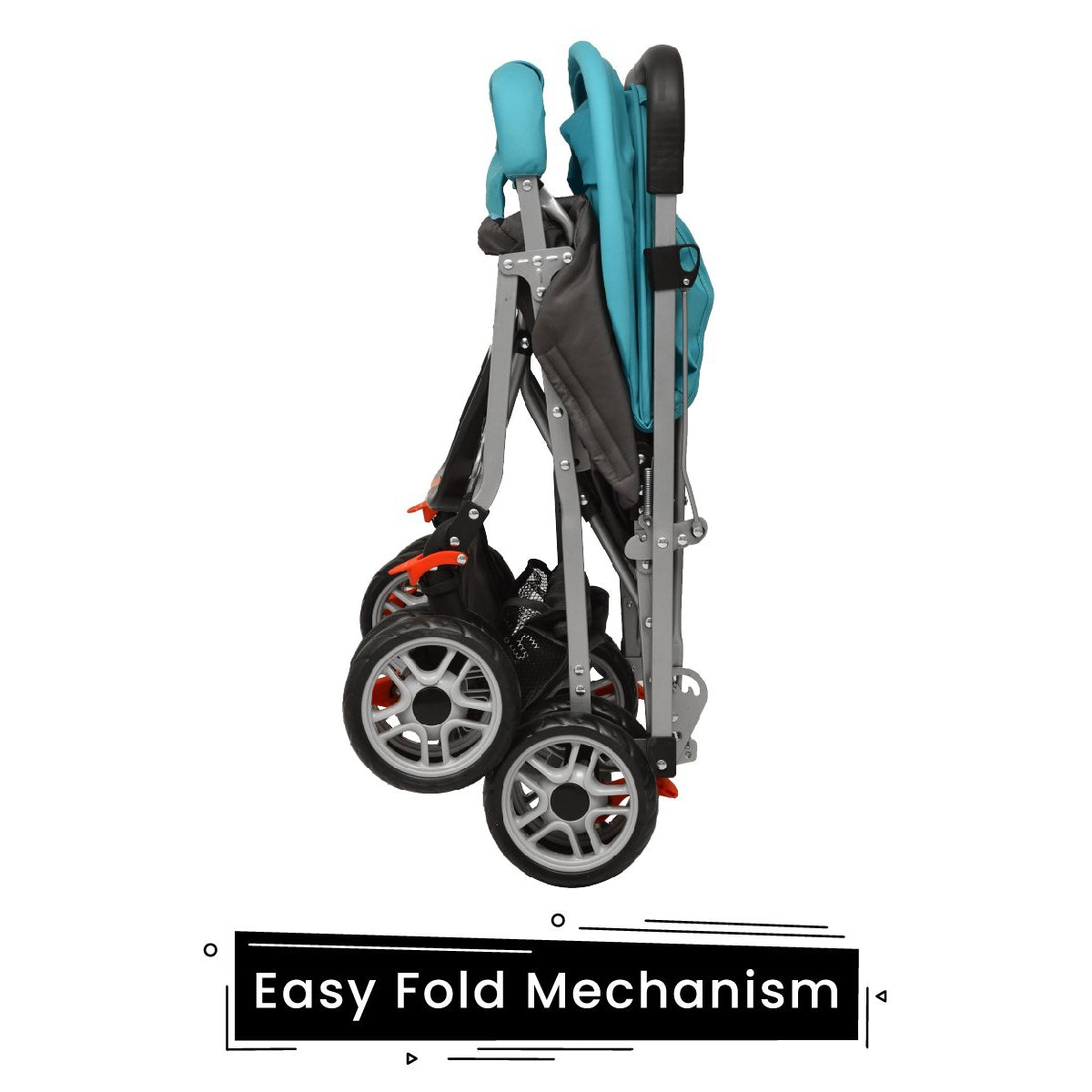 Stroller clearance folding mechanism